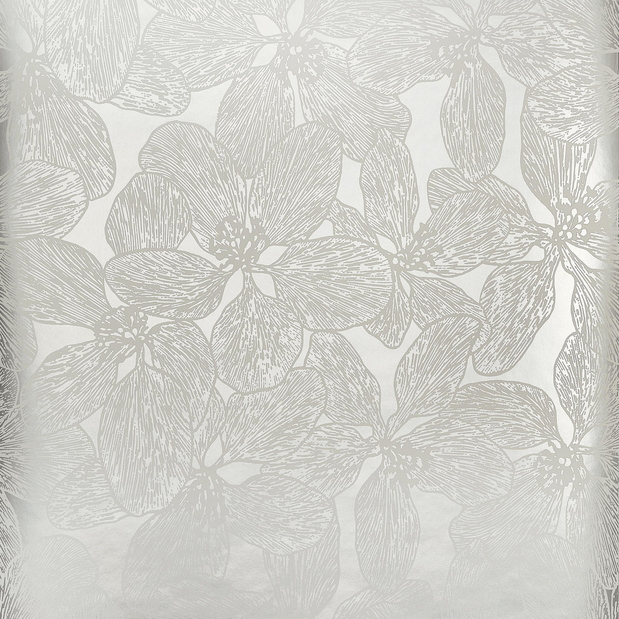 Thibaut ISLAND ORCHID Metallic Silver Wallpaper