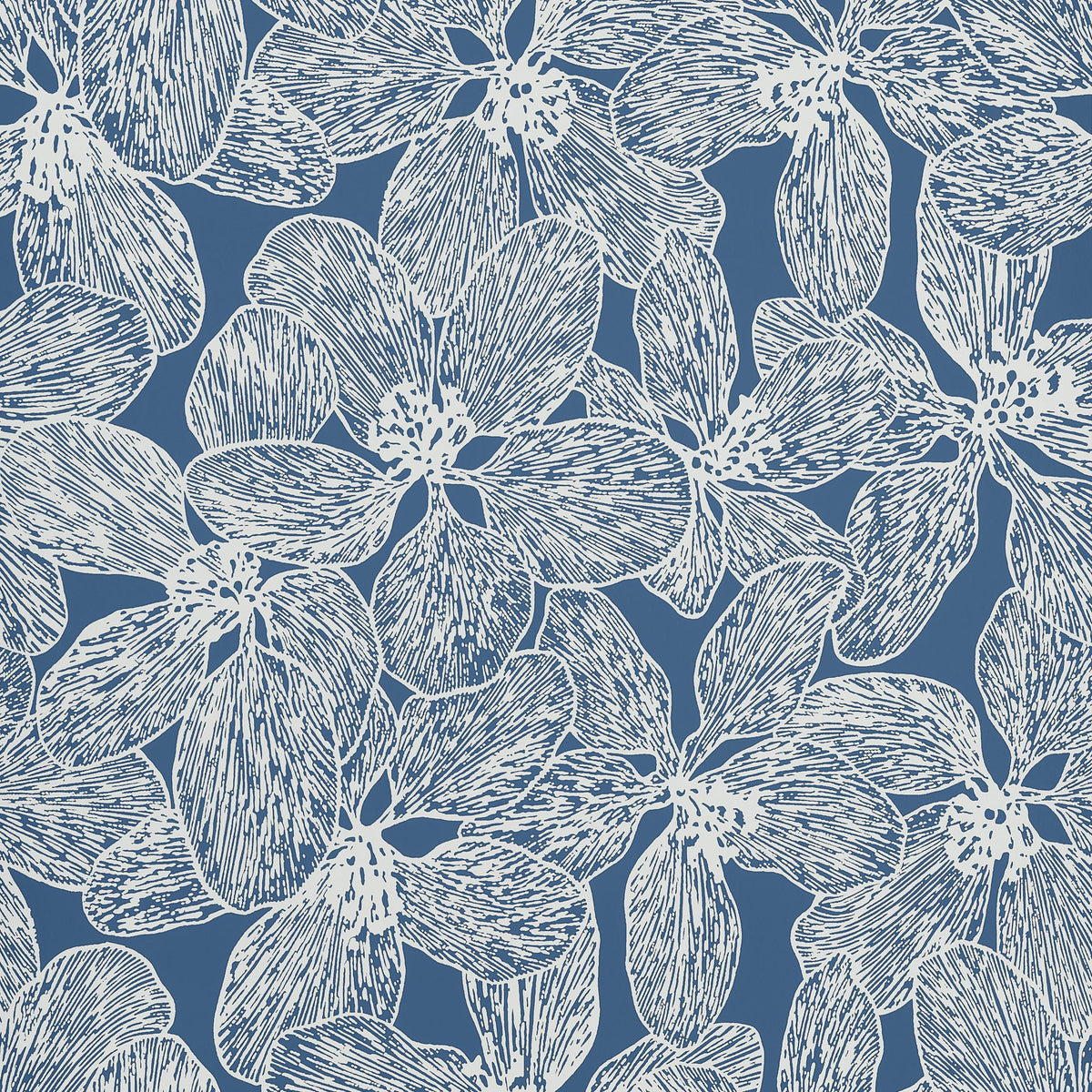 Thibaut Island Orchid Navy Wallpaper