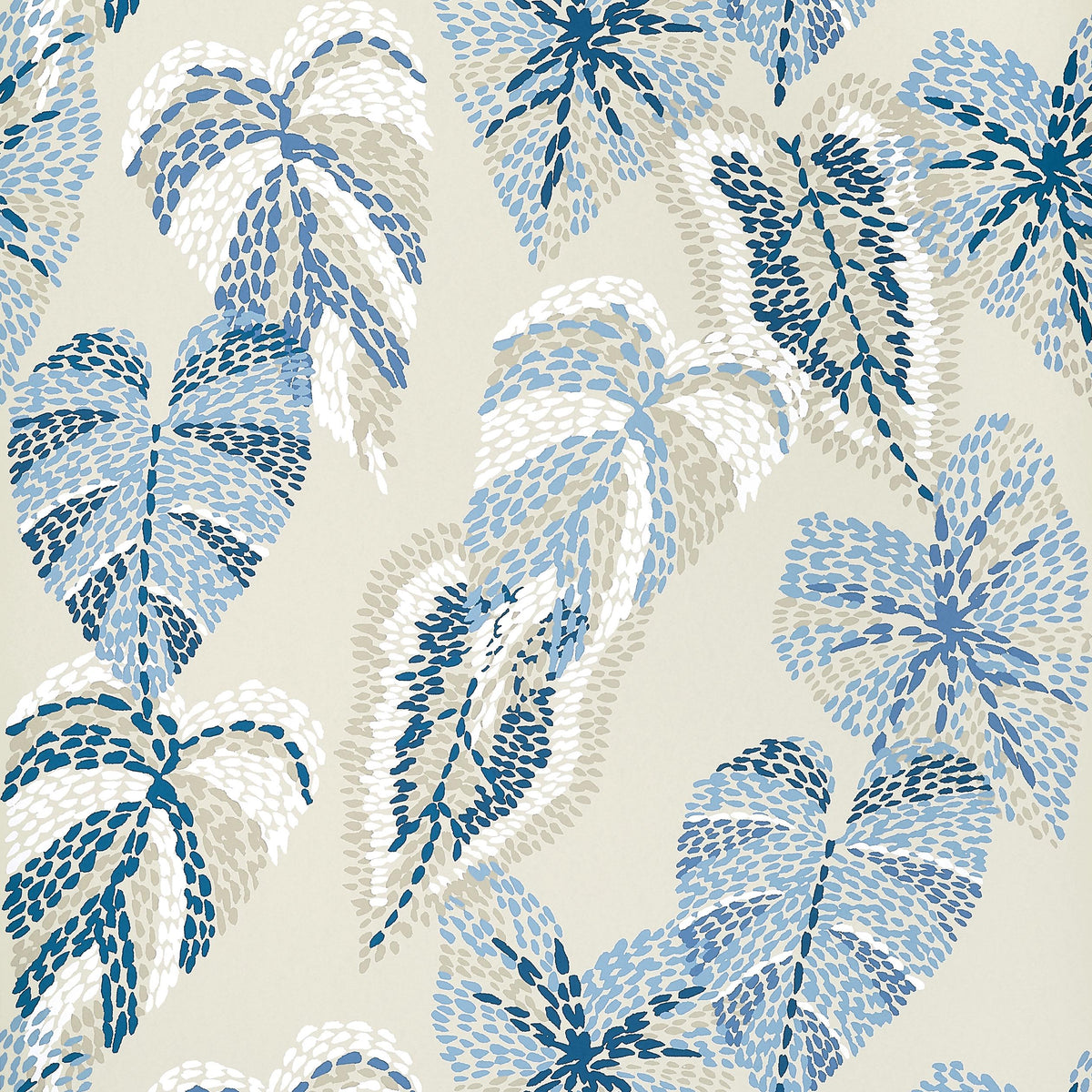 Thibaut Delila Blue And Beige Wallpaper
