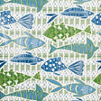 Thibaut BATIK FISH Blue and Green Wallpaper