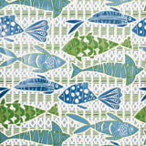 Thibaut BATIK FISH Blue and Green Wallpaper