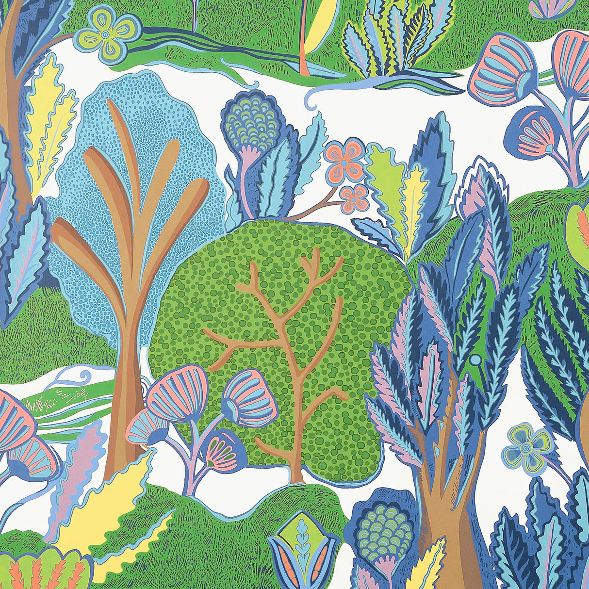 Thibaut Albero Green And Blue Wallpaper