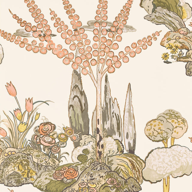Thibaut Orleans Apricot And Ginger Wallpaper