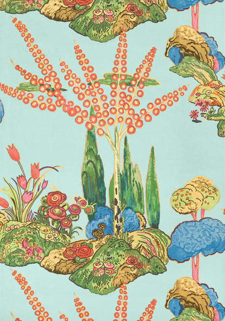 Thibaut ORLEANS Turquoise Wallpaper