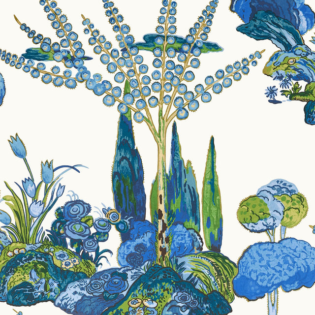 Thibaut Orleans Blue And Green Wallpaper