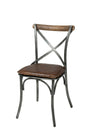 LH Home Metal Crossback Chair with Vintage Brown Seat Cushion
