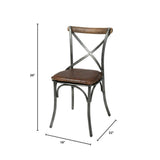 LH Home Metal Crossback Chair with Vintage Brown Seat Cushion