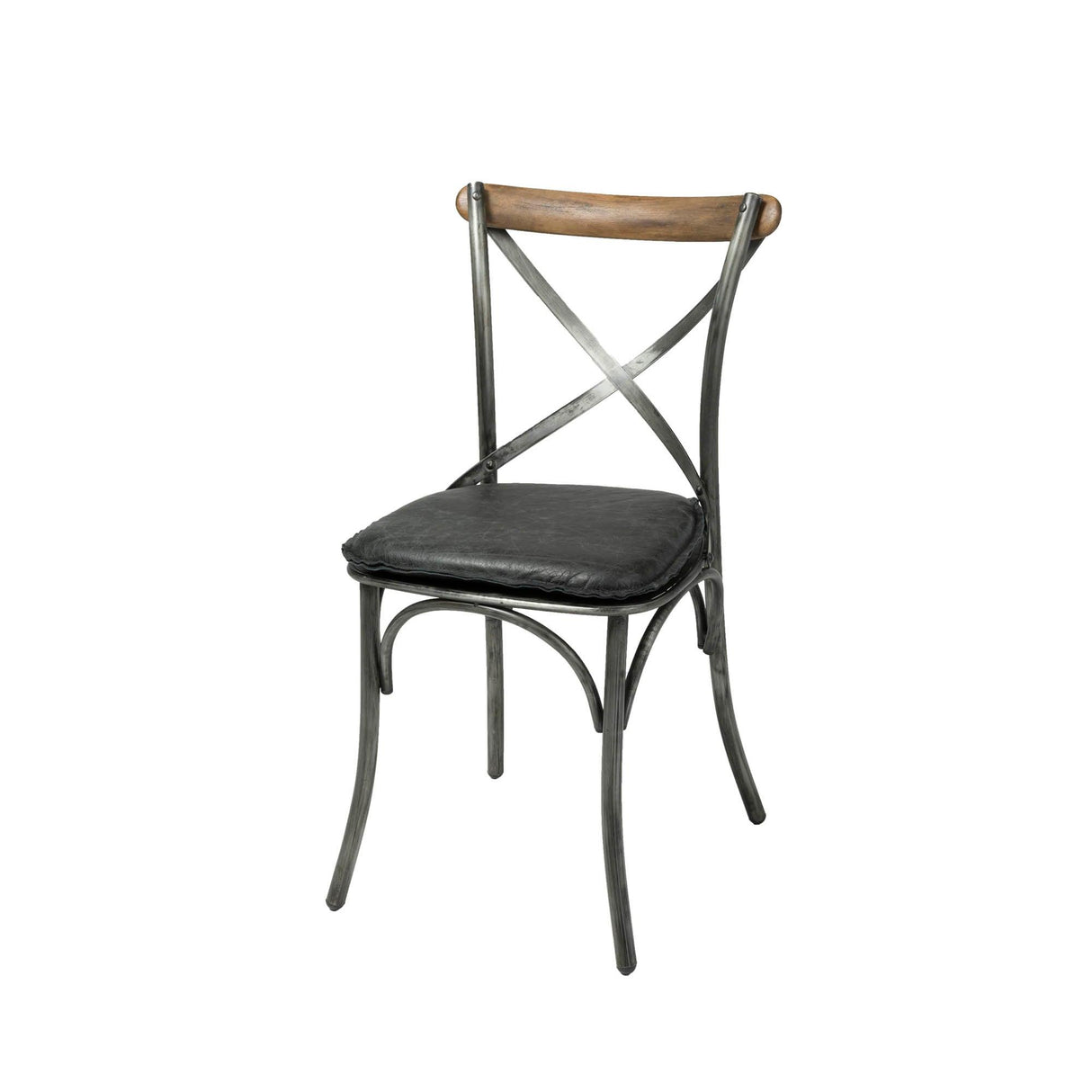 LH Home Metal Crossback Chair with Black Seat Cushion