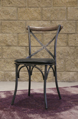 LH Home Metal Crossback Chair with Black Seat Cushion