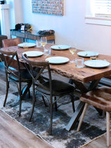 LH Home Metal Crossback Chair with Black Seat Cushion