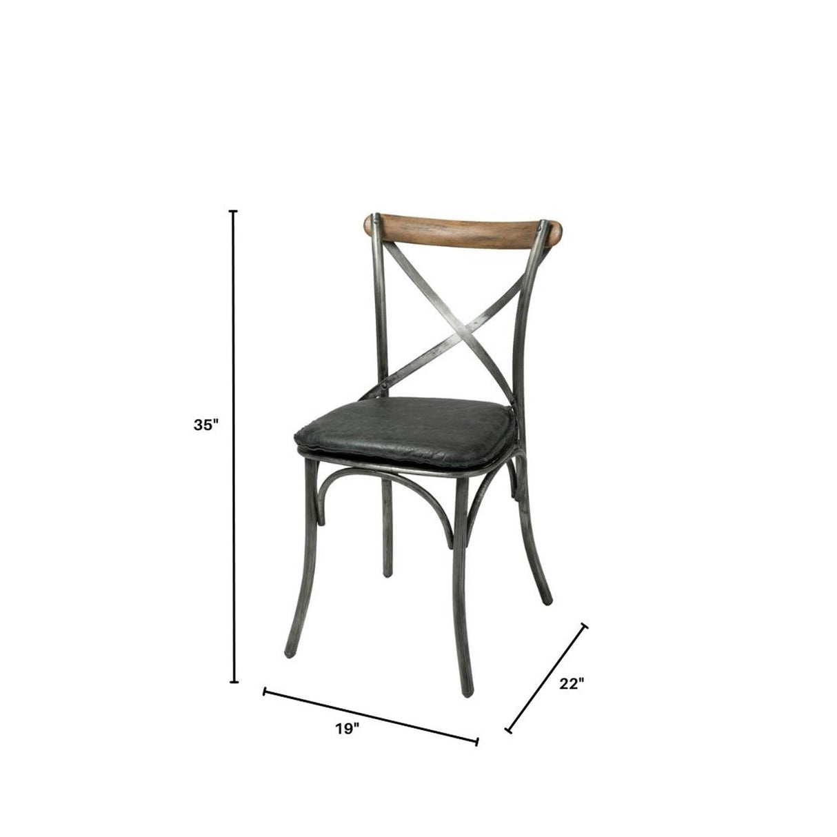 LH Home Metal Crossback Chair with Black Seat Cushion