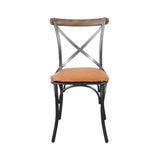 LH Home Metal Crossback Chair with Cognac Seat Cushion