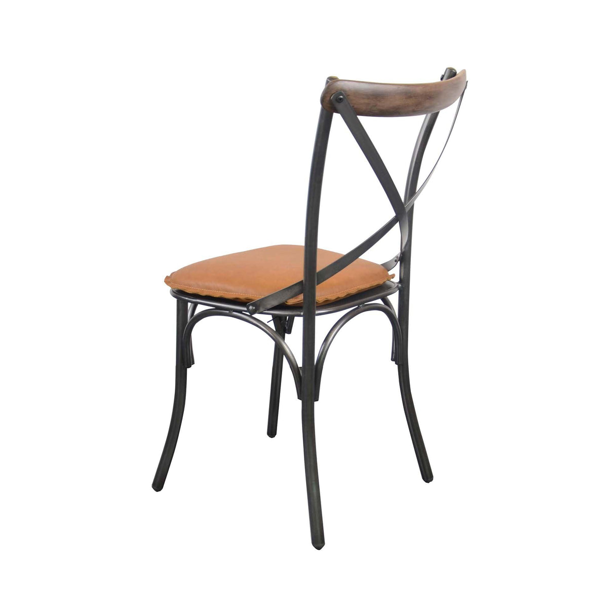 LH Home Metal Crossback Chair with Cognac Seat Cushion