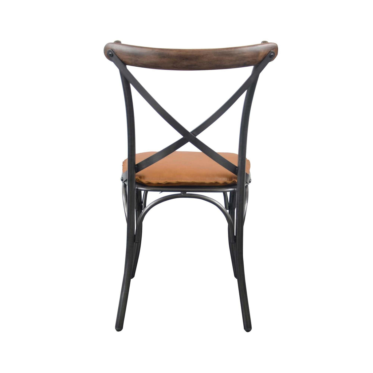 LH Home Metal Crossback Chair with Cognac Seat Cushion