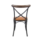 LH Home Metal Crossback Chair with Cognac Seat Cushion