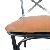 LH Home Metal Crossback Chair with Cognac Seat Cushion