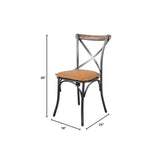 LH Home Metal Crossback Chair with Cognac Seat Cushion