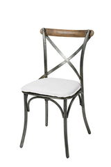 LH Home Metal Crossback Chair with White Seat Cushion