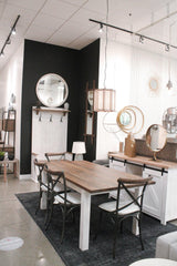 LH Home Metal Crossback Chair with White Seat Cushion