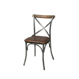 LH Home Metal Crossback Leather Cushion Seat - Vintage Brown