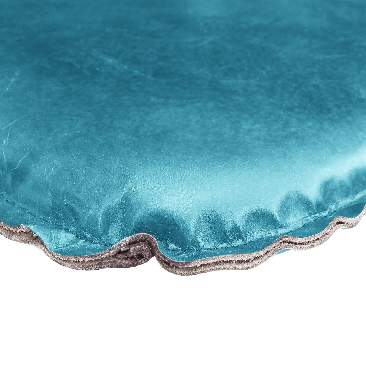 LH Home Metal Crossback Leather Cushion Seat -Peacock Blue