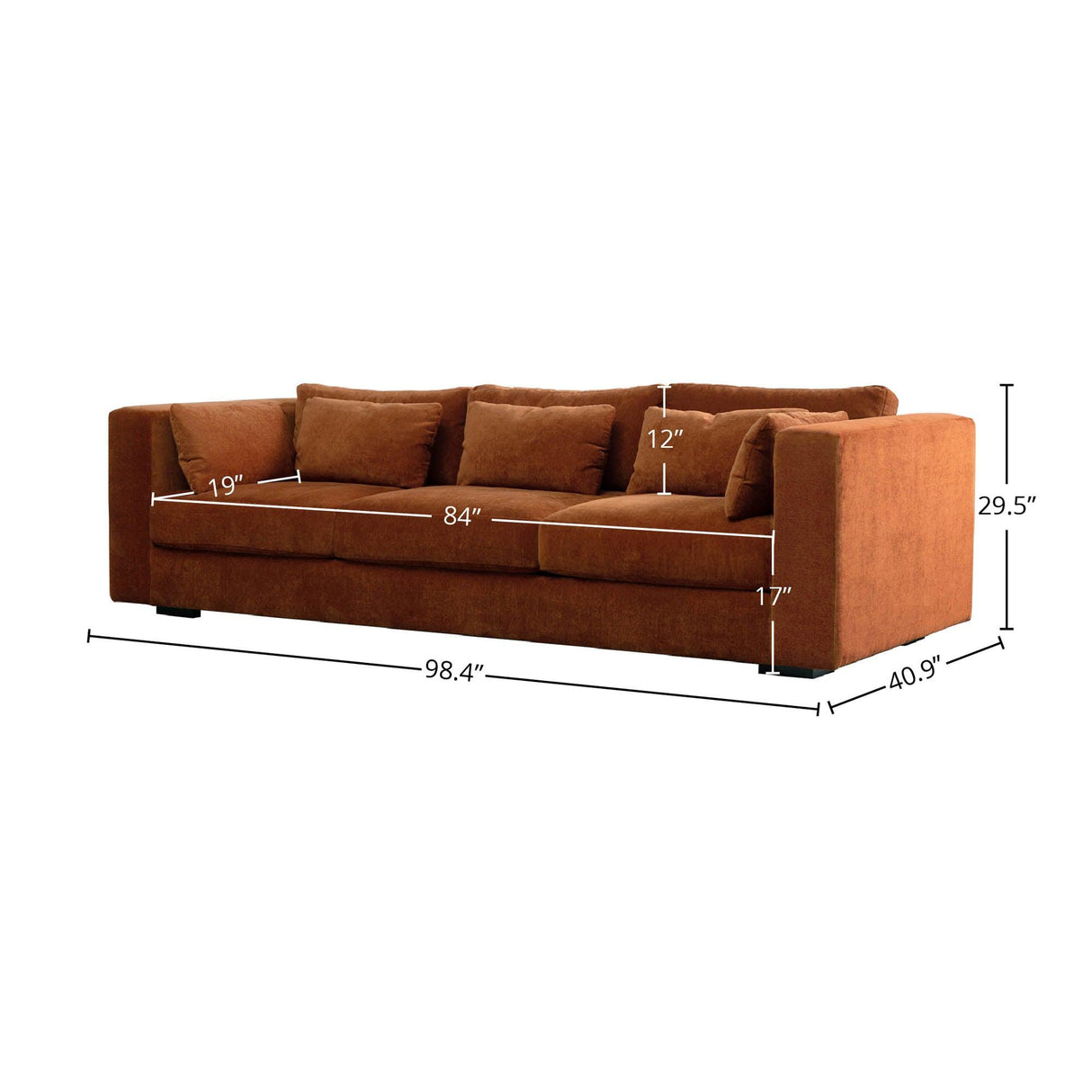 LH Home Las Vegas Clive Sofa - Terracotta Chenille
