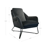 LH Home Romeo Lounge Chair - Dark Grey Velvet