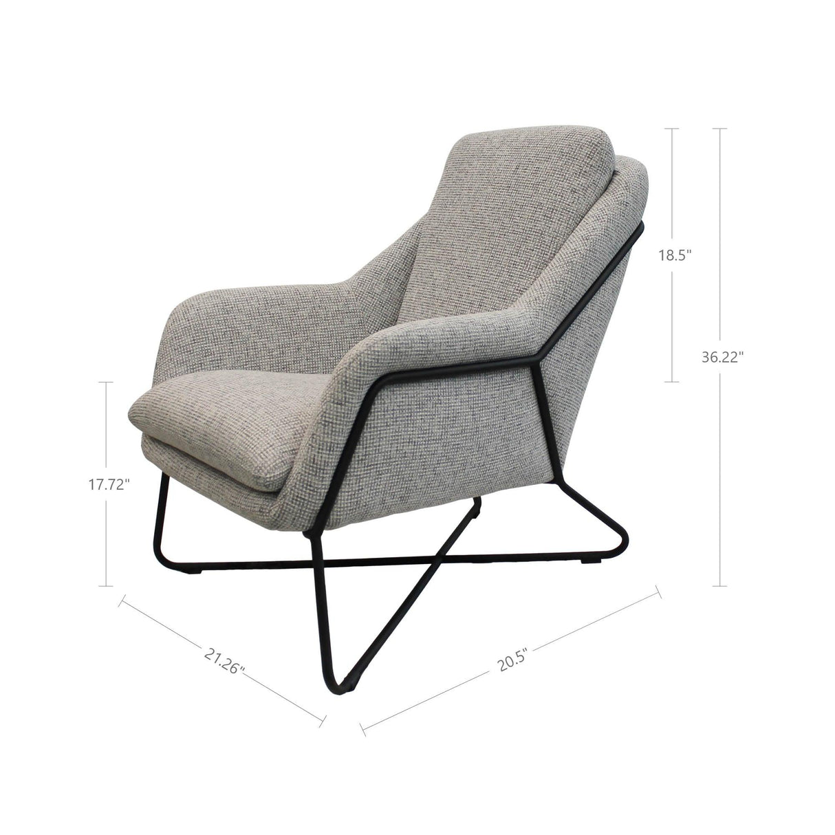 LH Home Romeo Lounge Chair - Light Grey Tweed