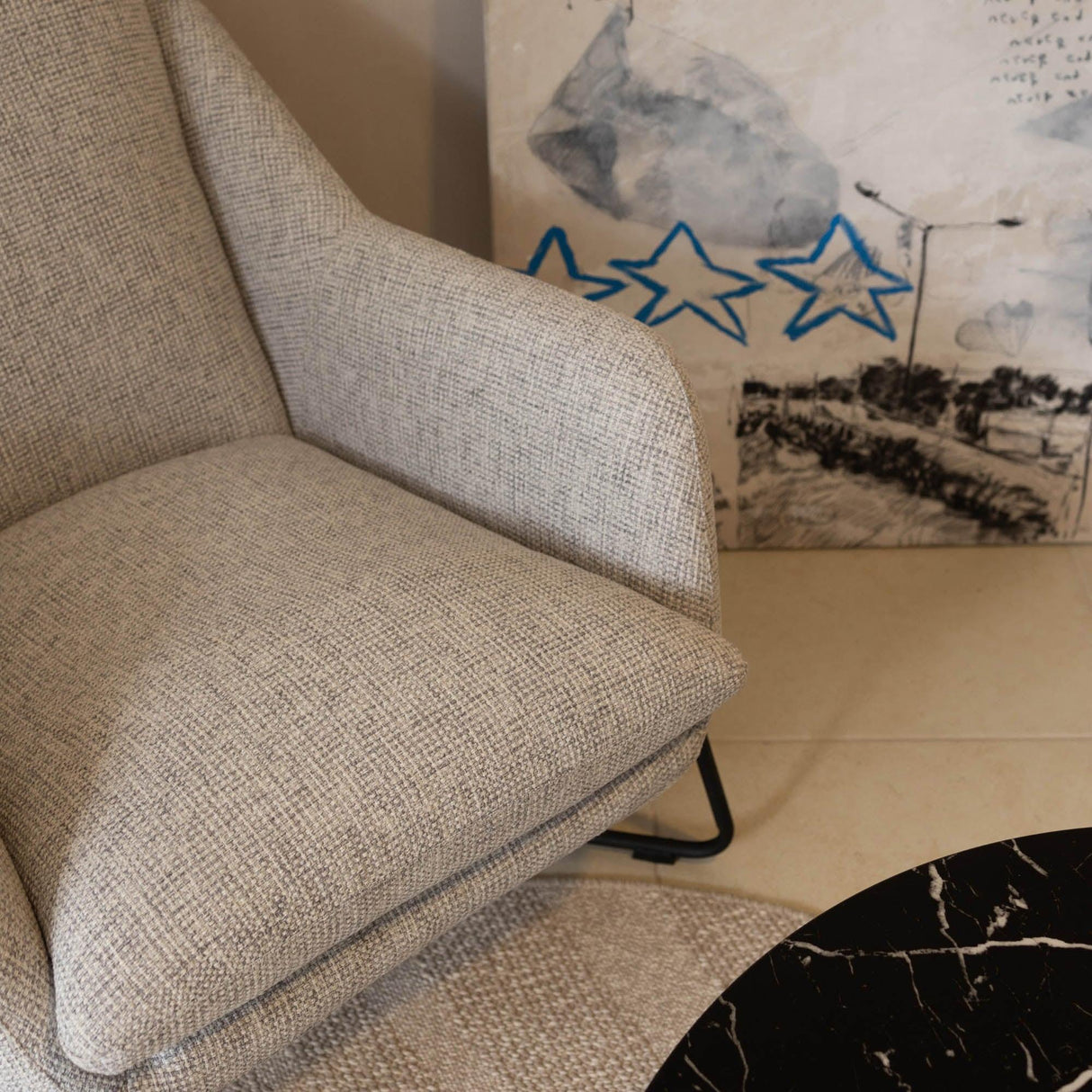 LH Home Romeo Lounge Chair - Light Grey Tweed