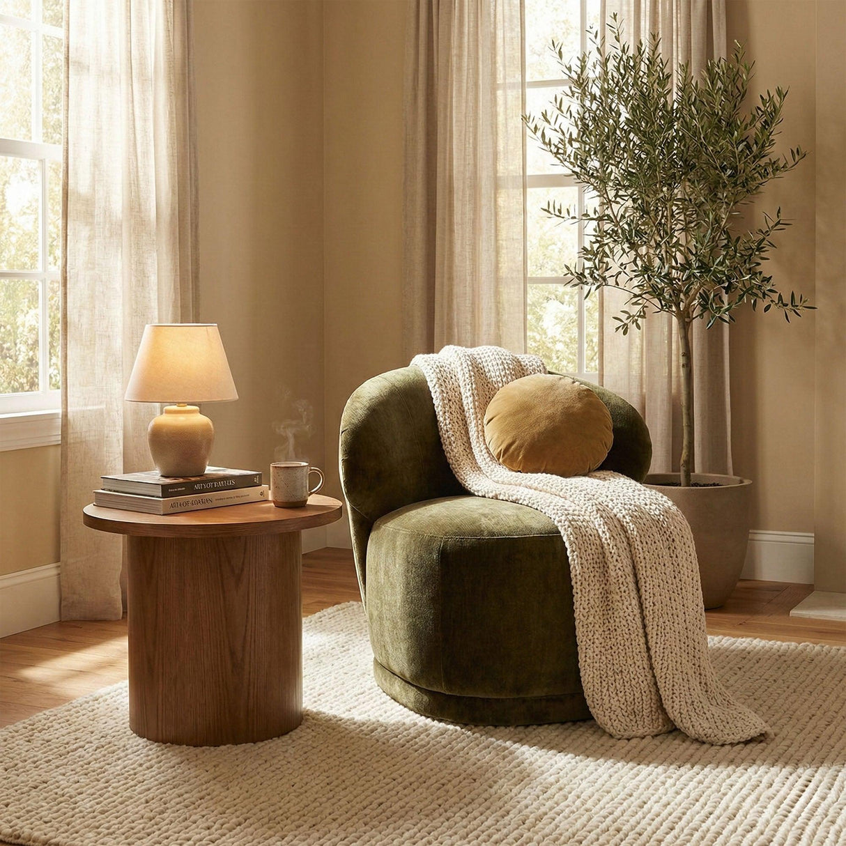 LH Home Rollo Club Chair - Distressed Khaki Green