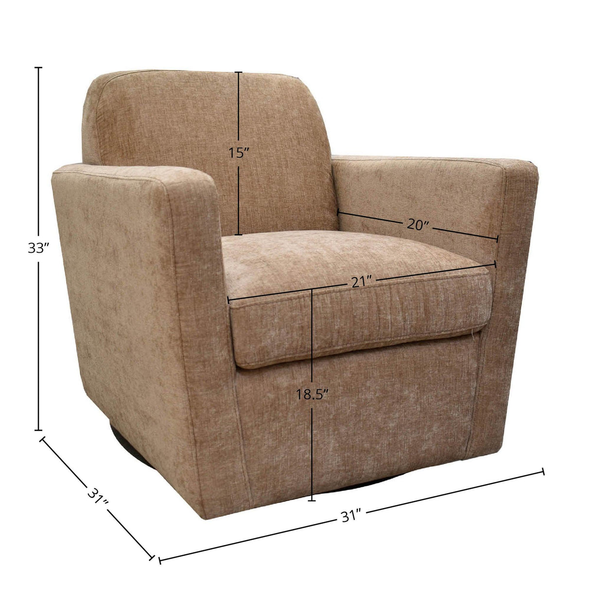 LH Home Cooper Swivel Club Chair - Latte Chenille
