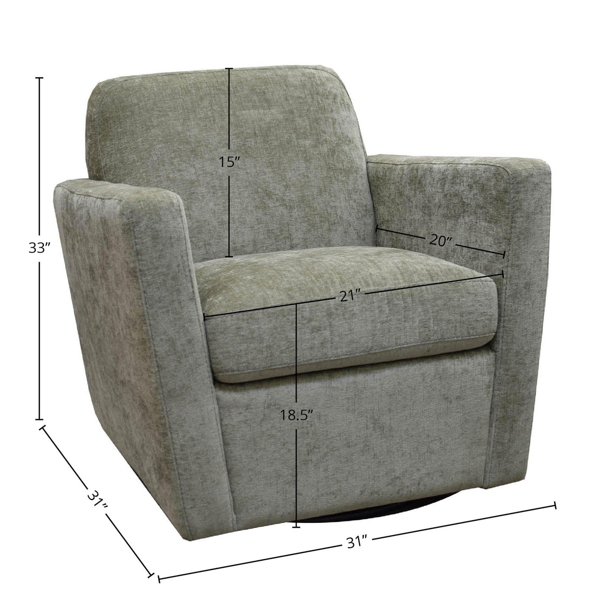 LH Home Cooper Swivel Club Chair - Sage Chenille