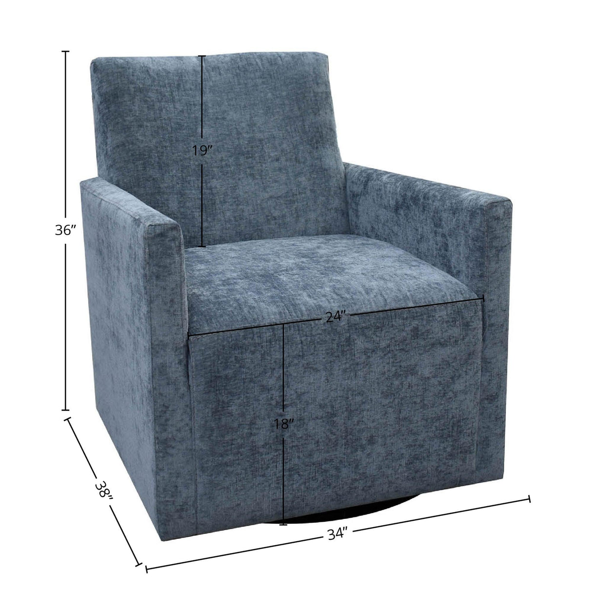 LH Home Riley Swivel Club Chair - Aqua Chenille