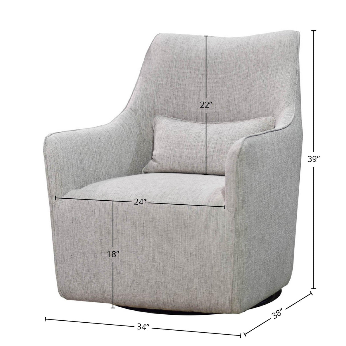 LH Home Lilith Swivel Chair - Woven Linen