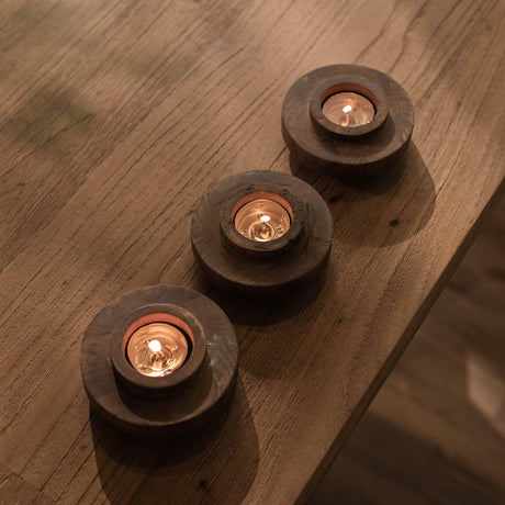 LH Home D-Bodhi Ring Candle Holder - Wood Grain