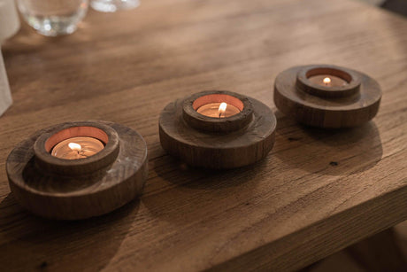 LH Home D-Bodhi Ring Candle Holder - Wood Grain
