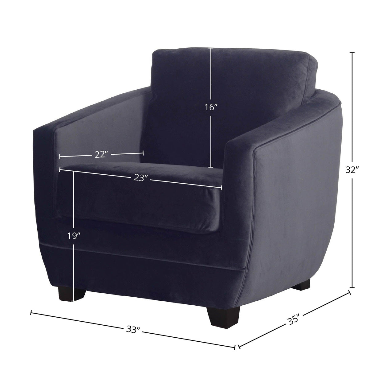 LH Home Baltimo Club Chair - Velvet Black