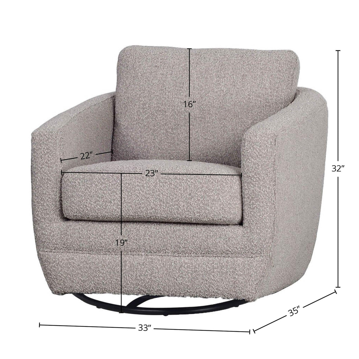 LH Home Baltimo Swivel Glider - Boucle Grey