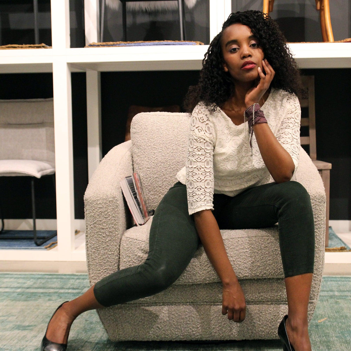 LH Home Baltimo Swivel Glider - Boucle Grey