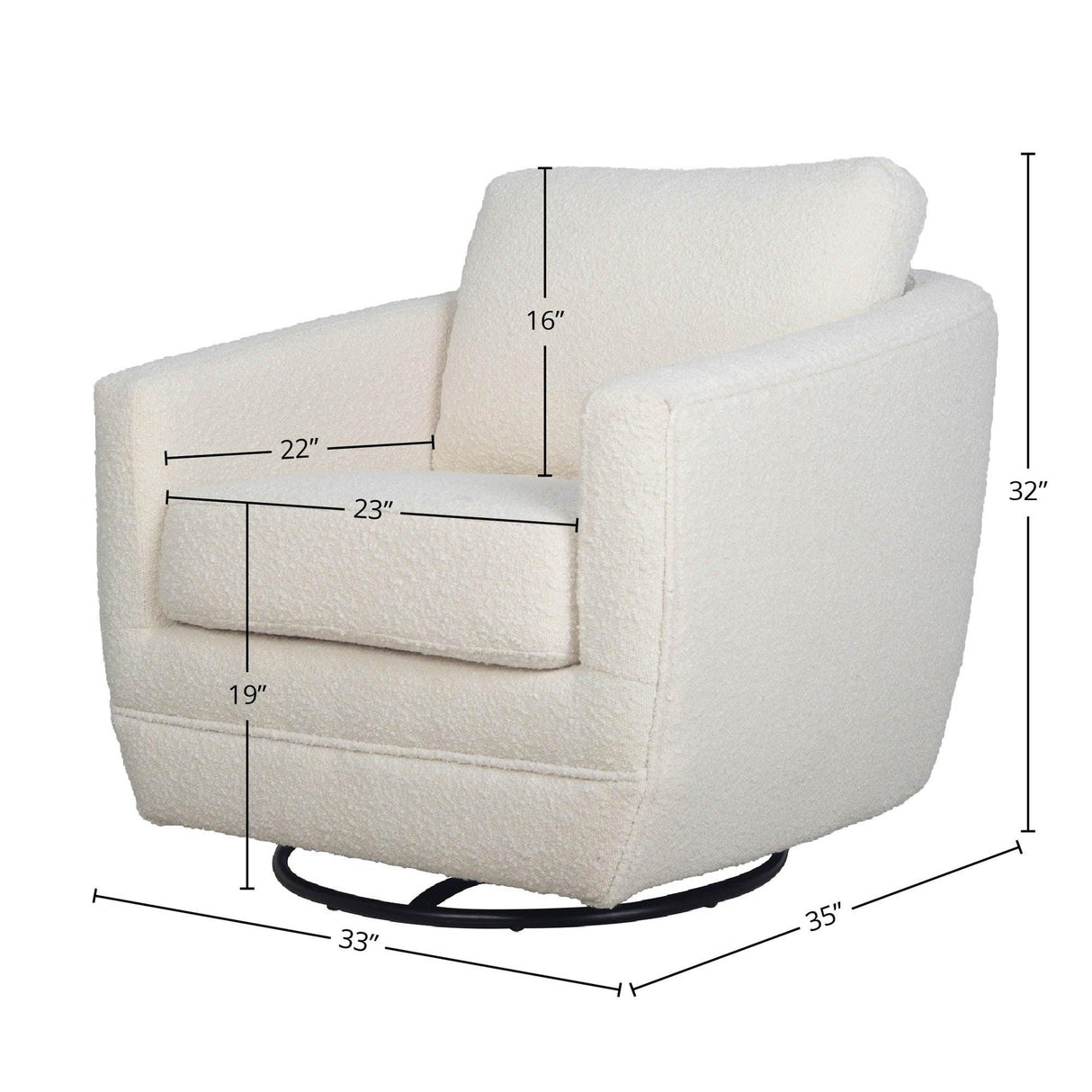 LH Home Baltimo Swivel Glider - Boucle Cream