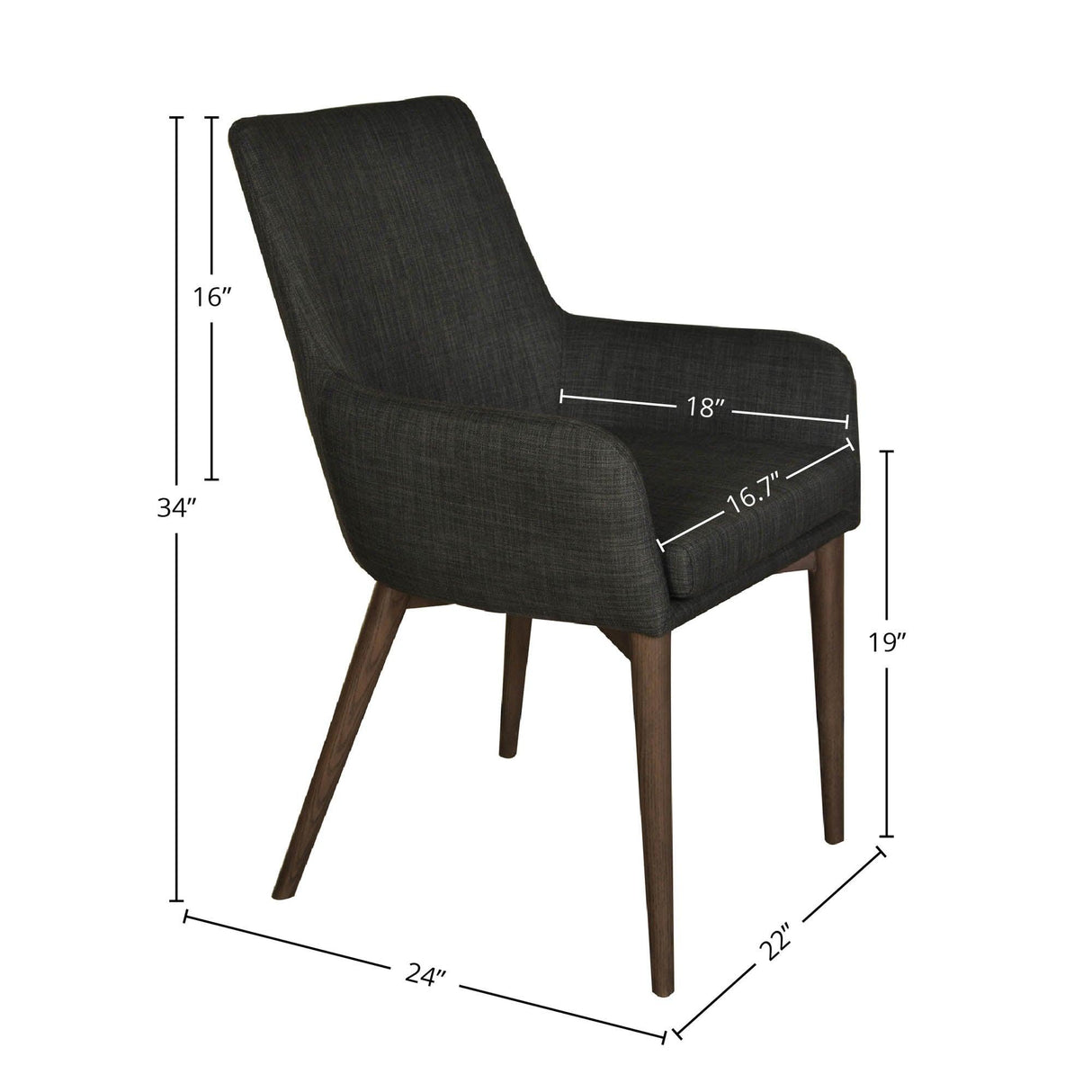 LH Home Fritz Arm Dining Chair - Dark Grey