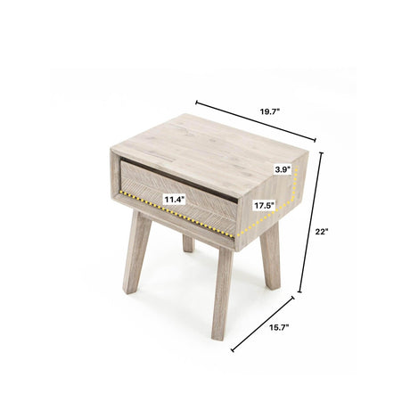 LH Home Gia 1 Drawer Nightstand - Light Driftwood