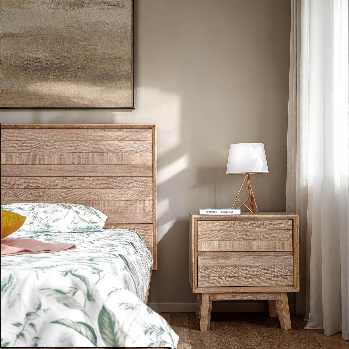 LH Home Gia 2 Drawer Nightstand - Light Driftwood