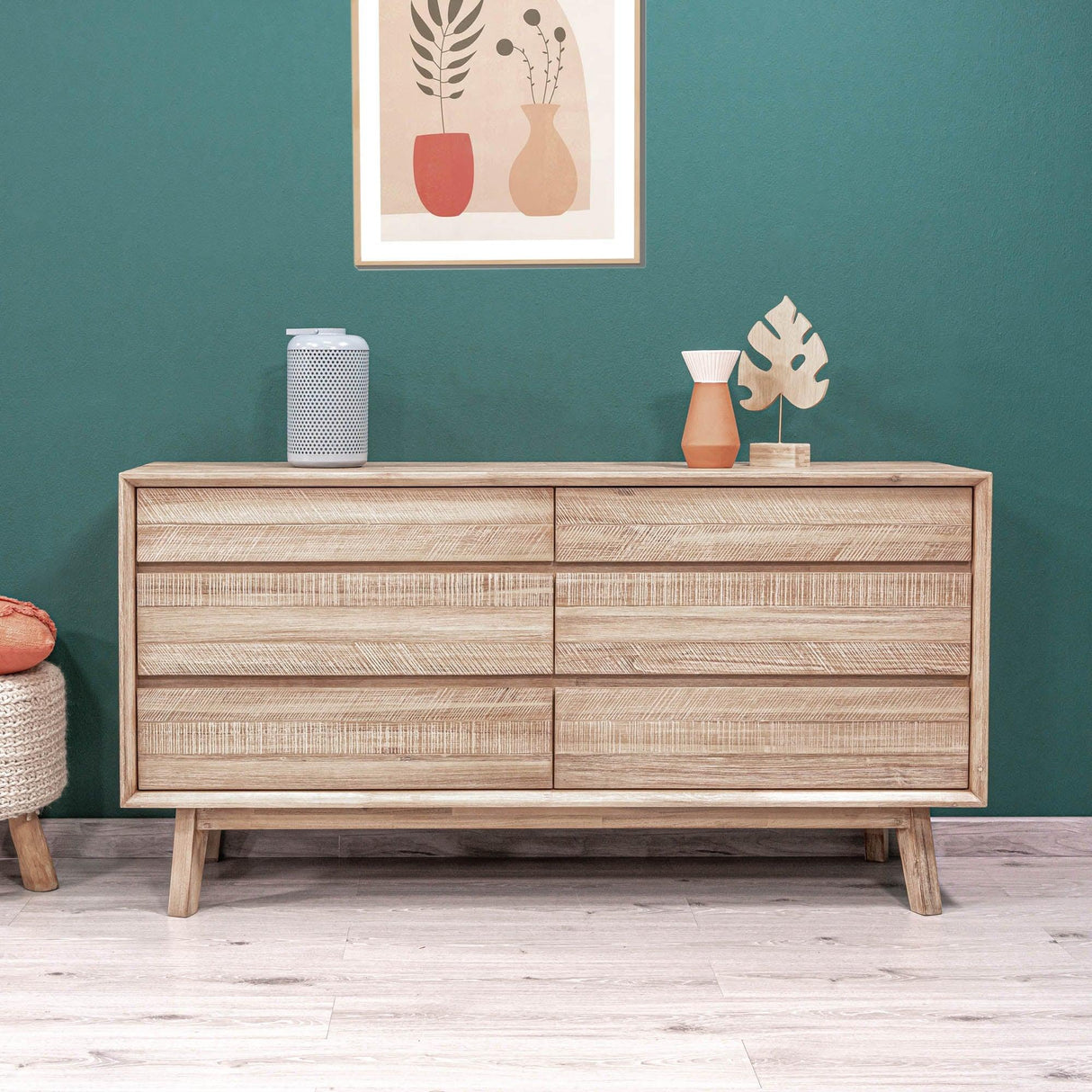 LH Home Gia 6 Drawer Dresser - Light Driftwood