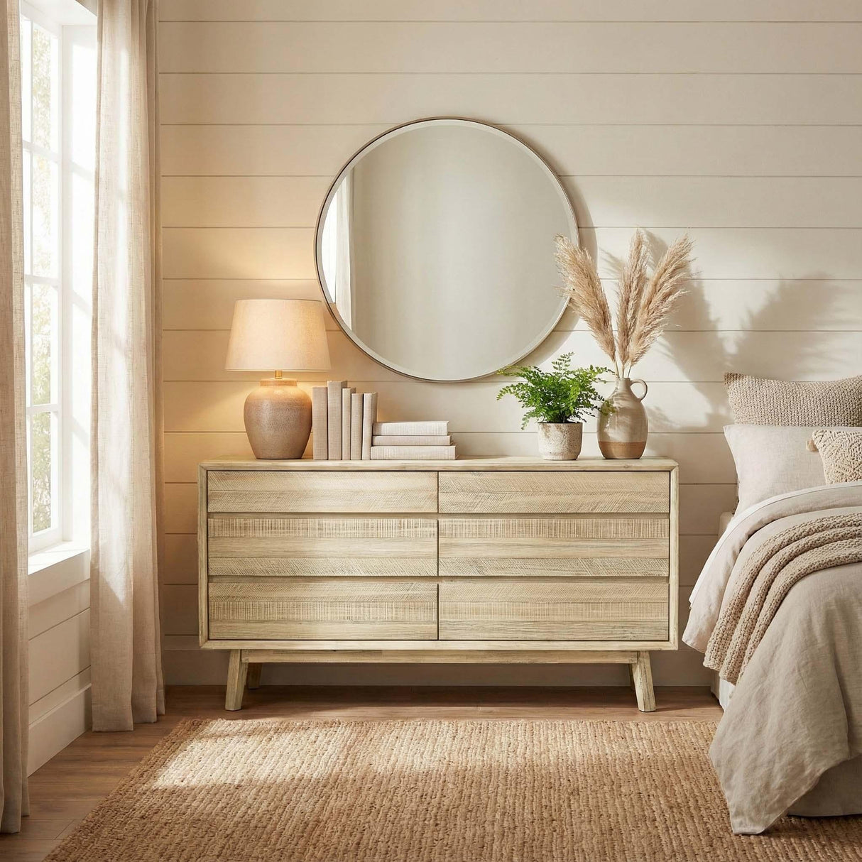 LH Home Gia 6 Drawer Dresser - Light Driftwood