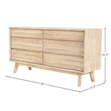 LH Home Gia 6 Drawer Dresser - Light Driftwood