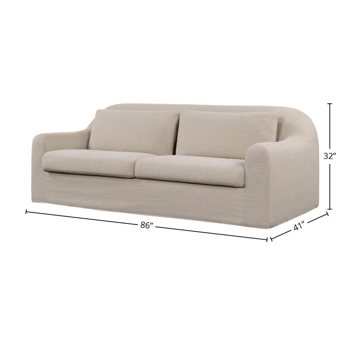 LH Home Harper Slipcover Sofa - Linen Malt
