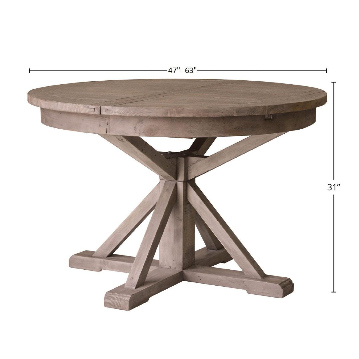 LH Home Irish Coast Round 47/63" Extension Dining Table - Rustic Sundried