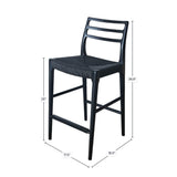 LH Home Java Narrow Counter Stool w/ 26" Seat Height - Black