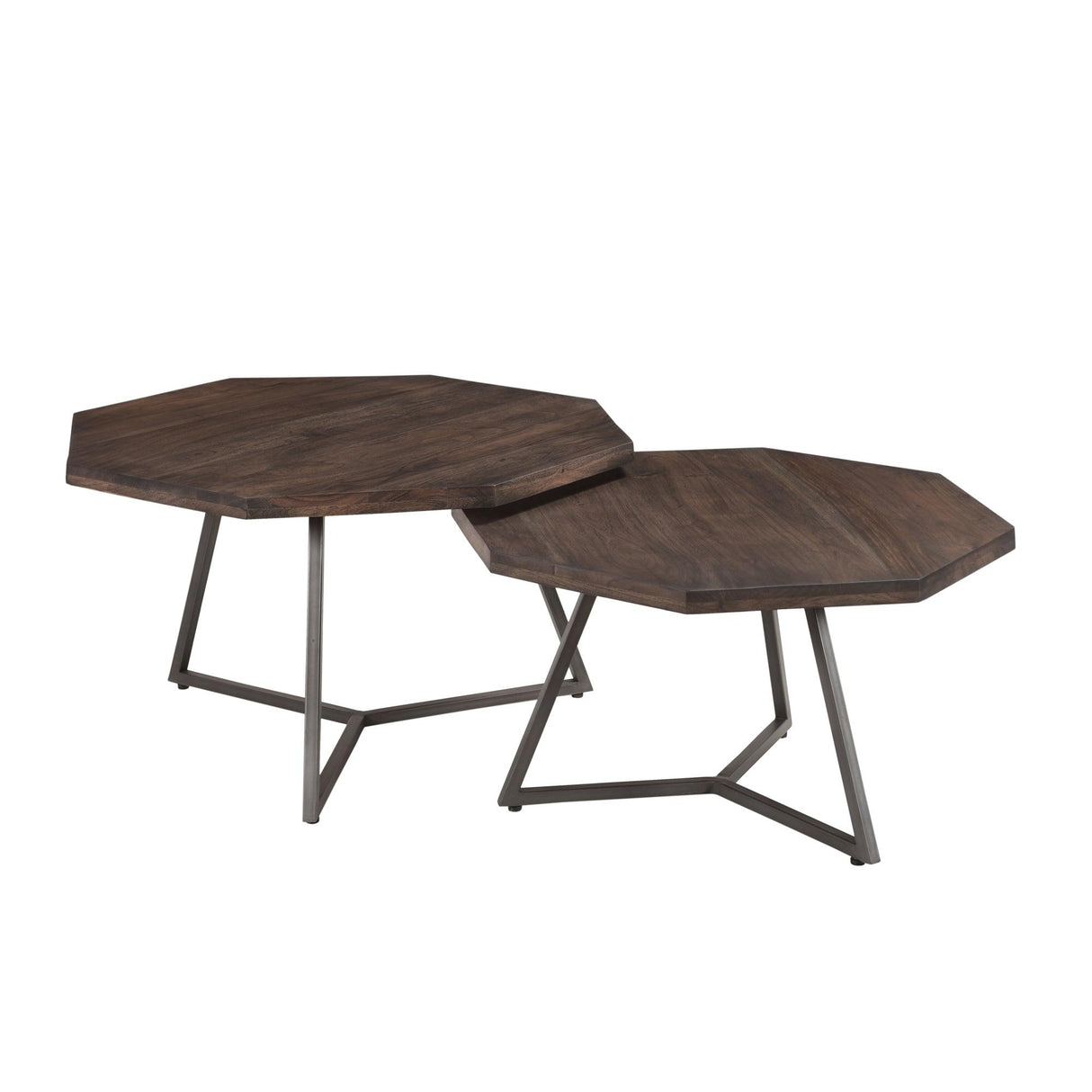 LH Home Loft Octagon Nesting Coffee Table, Set of 2 - Vinegar